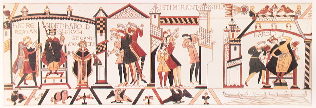 part of tapestry showing a comet.